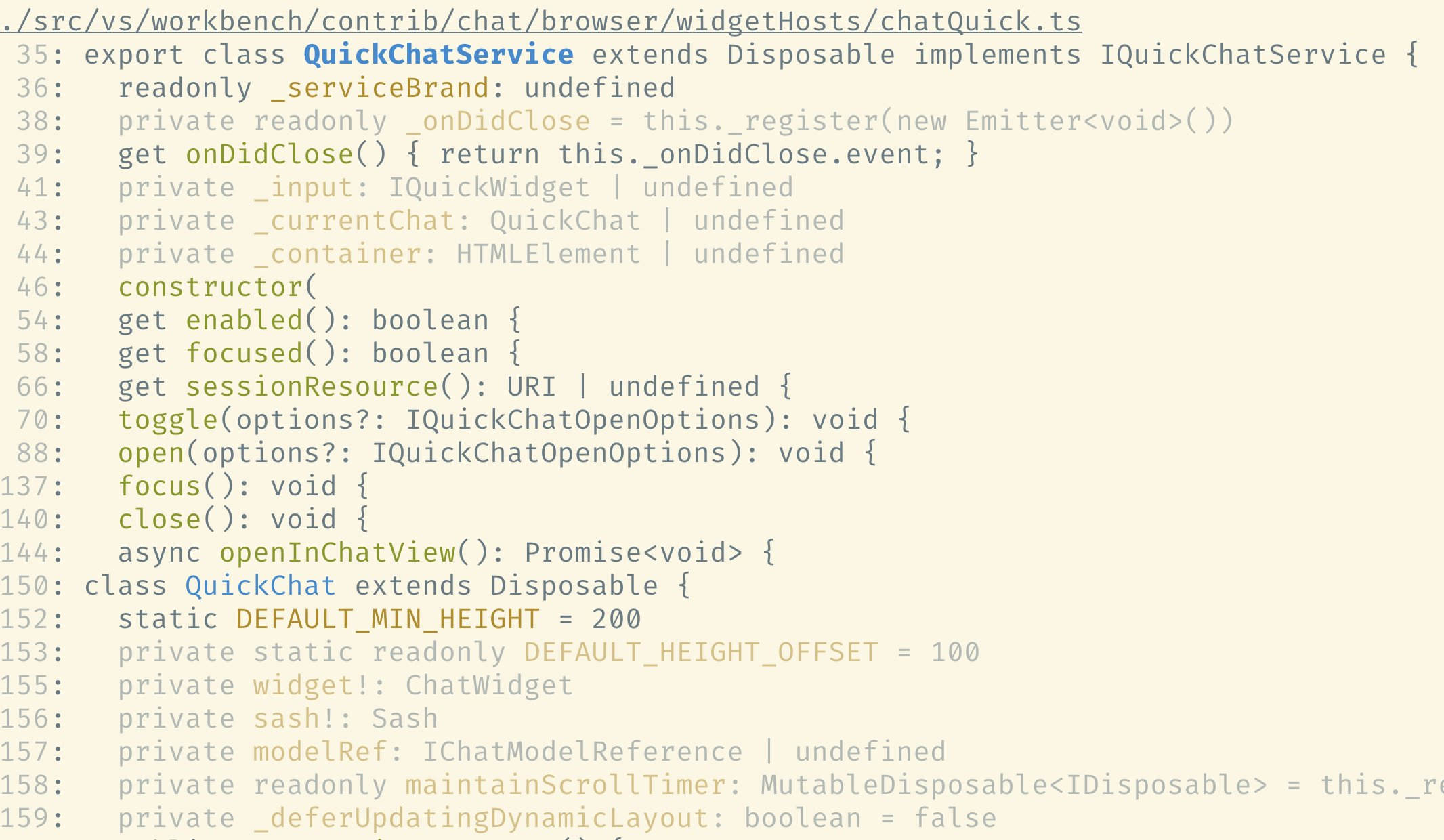 ast-grep outline showing the structure of a TypeScript file in VS Code.